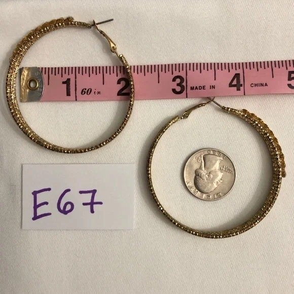 Sparkly Gold Tone Rhinestone Hoops - Picture 9 of 10